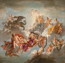 The chariot of Saturn between Justice and Piety , 1672. Creator: Coypel, Noël-Nicolas (1690-1734)
