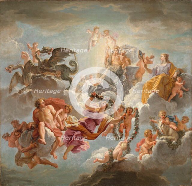 The chariot of Saturn between Justice and Piety , 1672. Creator: Coypel, Noël-Nicolas (1690-1734).