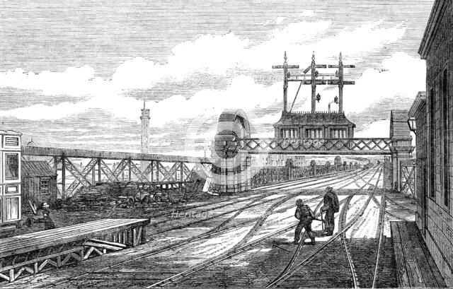 The Charing-Cross Railway: the signal station on the north end of the bridge, 1864. Creator: Unknown.