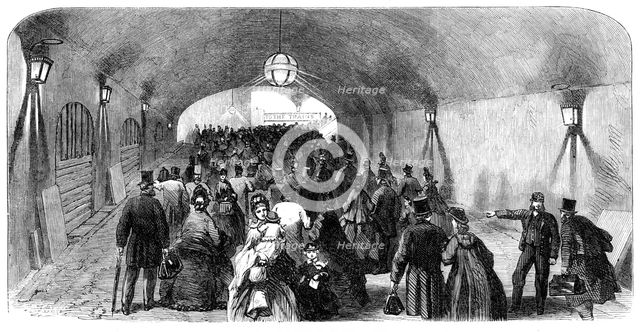 The Charing-Cross Railway: covered way leading to the platform, 1864. Creator: Unknown.