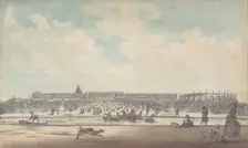 The Château de Versailles Seen from the Gardens, 1779. Creator: Louis Nicolas de Lespinasse