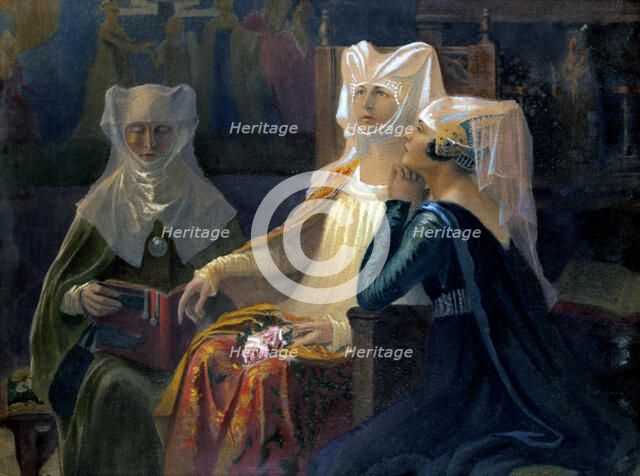 'The Chatelaine has a reading', c1900-1950. Artist: Elisabeth Sonrel