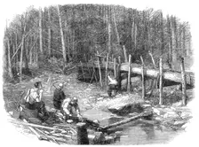 The Chaudière Gold-Fields, Canada: the diggings on a tributary of the Chaudière, 1864. Creator: Mason Jackson