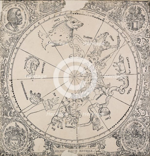 The chelestial chart of the southern hemisphere, early 16th century. Artist: Albrecht Durer.