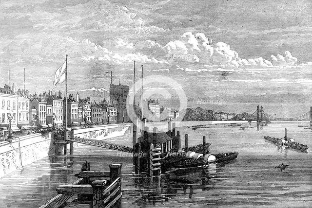 The Chelsea Embankment, from Battersea Bridge, 1874. Creator: Unknown.