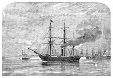 The Cherbourg Fetes - the "Pera" with Members of the House of Commons, leaving Southampton, 1858. Creator: Unknown