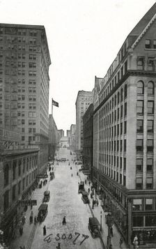 The Cherry Street canyon from First Avenue, Seattle, Washington, USA, 1911