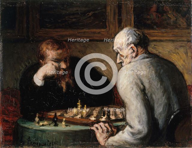 The chess players, 1863-1867. Creator: Daumier, Honoré (1808-1879).