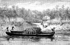 The Chin-Lushai Expedition: crossing a river near Kolymyo, 1890. Creator: R. Taylor