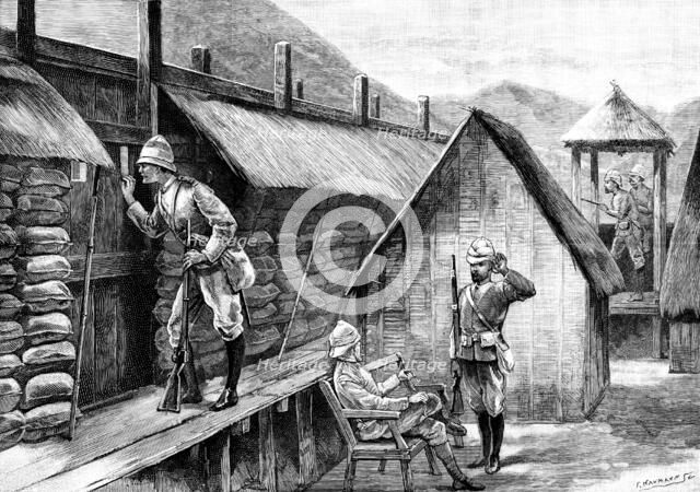 The Chin-Lushai Expedition: an outpost look-out at Yawhi, 1890. Creator: P Naumann.