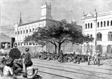 'The Chin-Lushai Expedition--The Meean Mir Coolie Corps at Calcutta Waiting to be Shipped 1890. Creator: Unknown