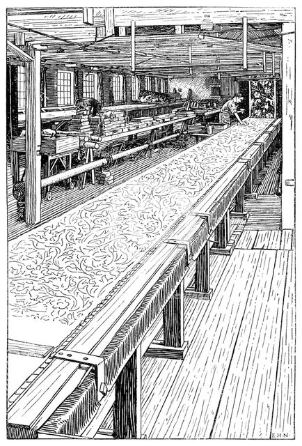 The Chintz Printing Room, Merton Abbey Mills, London, 1899. Artist: Unknown