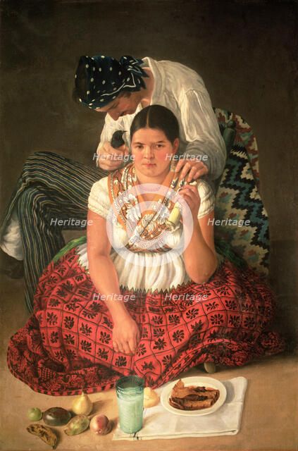  'The chinaco and the china' (The plebs), oil Painting by Jose Agustin Arrieta.