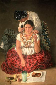 The chinaco and the china (The plebs), oil Painting by Jose Agustin Arrieta