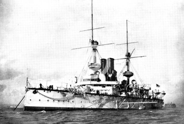 The Chinese Crisis: H.M.S. Centurion, British flag-ship on the China Station, 1898. Creator: Symonds.