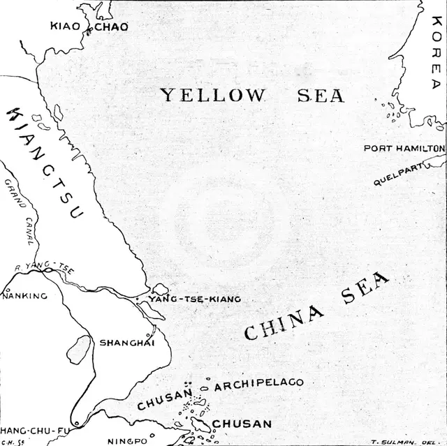 The Chinese Crisis: relative positions of the island of Chusan...and Kiao-Chao..., 1898. Creator: Carl Hentschel.