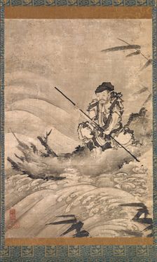 The Chinese Explorer Zhang Qian on a Raft, mid-16th century. Creator: Maejima Soyu