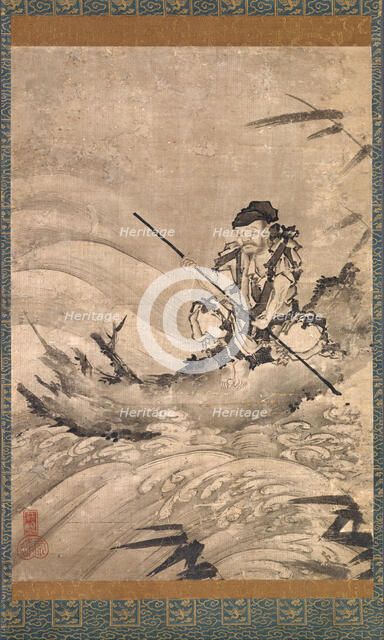 The Chinese Explorer Zhang Qian on a Raft, mid-16th century. Creator: Maejima Soyu.