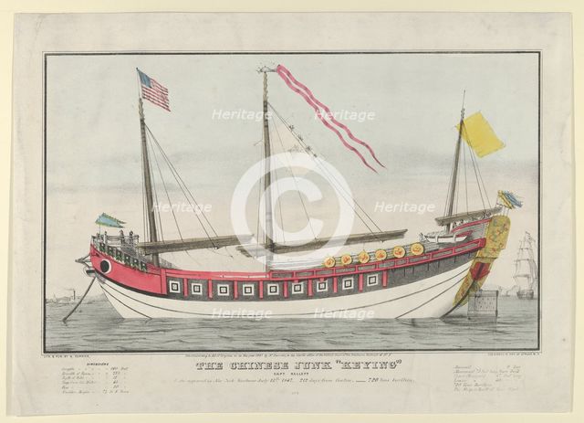 The Chinese Junk "Keying"-Captain Kellett-As she appeared in New York harbour July 13th, 1..., 1847. Creator: Nathaniel Currier.