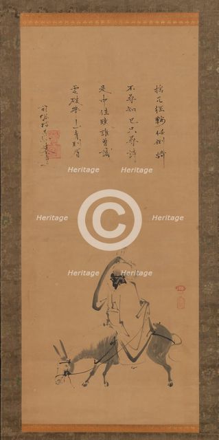 The Chinese Poet Pan Lang on a Donkey, 17th century. Creator: Kano Koya.