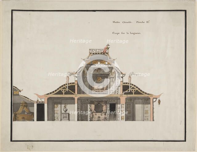 The Chinese pavilion at Le Désert de Retz, cross section. Creator: François Nicolas Henri Racine de Monville.