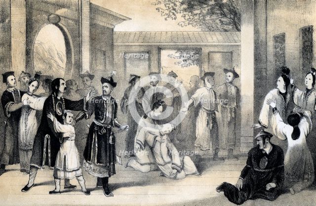 'The Chinese people sold for slaves by the Tartars, after their conquest by Zinguis-Khan', (1847).Artist: B Clayton