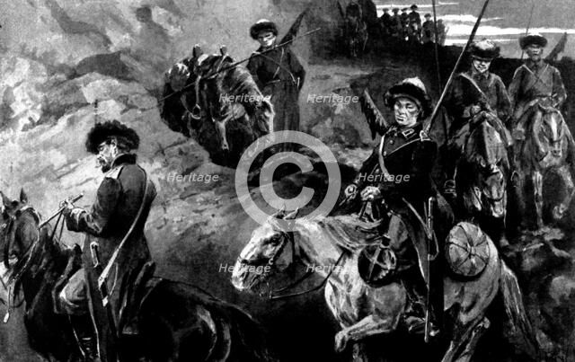 The Chinese Question: Amoor Cossacks on the march through Manchuria to Port Arthur, 1898. Creator: Unknown.