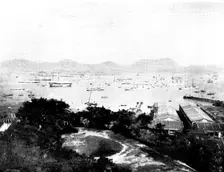 The Chinese Question: British, American, German, and Russian war-vessels at Hong-Kong, 1898. Creator: Unknown