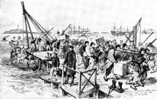 The Chinese Question: Germans landing stores at Tsingtan for Kiao-Chau, 1898. Creator: Unknown