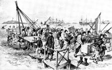 The Chinese Question: Germans landing stores at Tsingtan for Kiao-Chau, 1898. Creator: Unknown