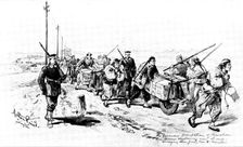 The Chinese Question: the German Occupation of Kiao-Chau - conveying stores from the shore..., 1898. Creator: Unknown