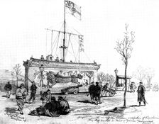 The Chinese Question: the German Occupation of Kiao-Chau - German flagstaff...Tsingtan..., 1898. Creator: Unknown