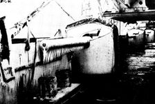 The Chinese Question: upper deck gun of H.M.S. "Aeolus"...off Wei-Hai-Wei...winter of 1895, (1898). Creator: James Fuller