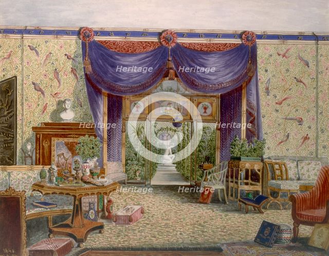 The Chinese Room at Middleton Park, Oxfordshire, 1840. Creator: English School (19th Century).