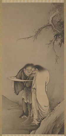 The Chinese Taoist Immortals, Han-shan and Shih-te (Kanzan and Jittoku), Meiji era, 1886. Creator: Hashimoto Gaho