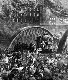 The Chicago Fire: the Randolph-Street Bridge, 1871. Creator: Unknown