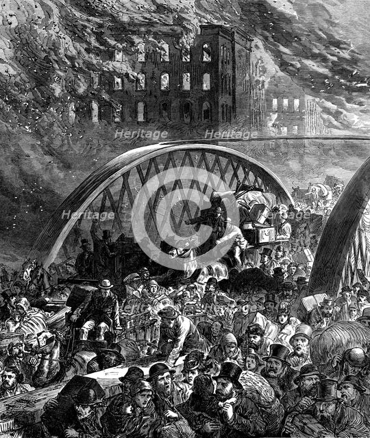 The Chicago Fire: the Randolph-Street Bridge, 1871. Creator: Unknown.