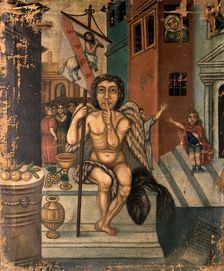 The child Papirius saluting Harpocrates as god of silence, c17th century. Creator: Unknown