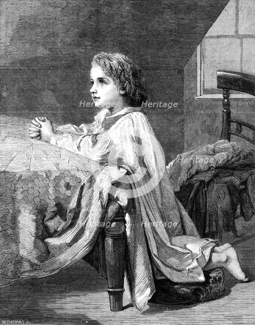 "The Child's Prayer", by H. Lejeune, from Mr. Morby's Collection, Royal Exchange..., 1862. Creator: W Thomas.