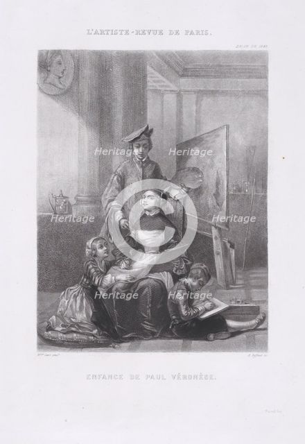 The Childhood of Paolo Veronese, from "L'Artiste", August 10, 1845., August 10, 1845. Creator: Adolphe Pierre Riffaut.