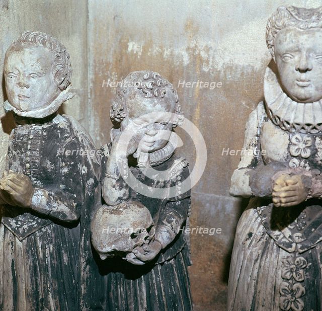 The children of Sir John Scudamore at his tomb, 17th century. Artist: Unknown