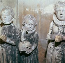 The children of Sir John Scudamore at his tomb, 17th century