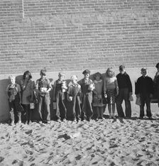 The children from Dead Ox Flat ready to march into the school..., Malheur County, Oregon, 1939. Creator: Dorothea Lange