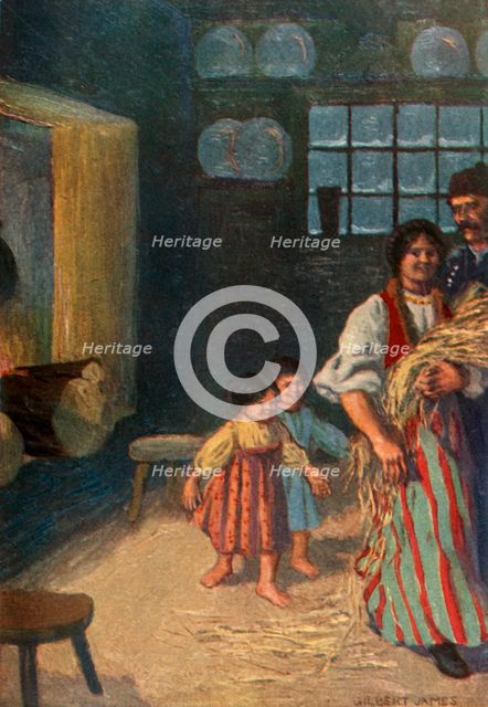'The children gleefully follow her', 1917. Creator: Unknown.
