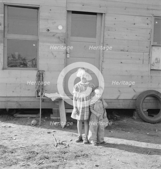 The children, seen in opening of tent in earlier photograph..., near Klamath Falls, Oregon, 1939. Creator: Dorothea Lange.