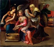 The Child's Bath 16th century. Artist: Parmigianino