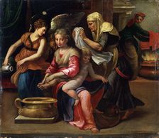 The Child's Bath 16th century. Artist: Parmigianino