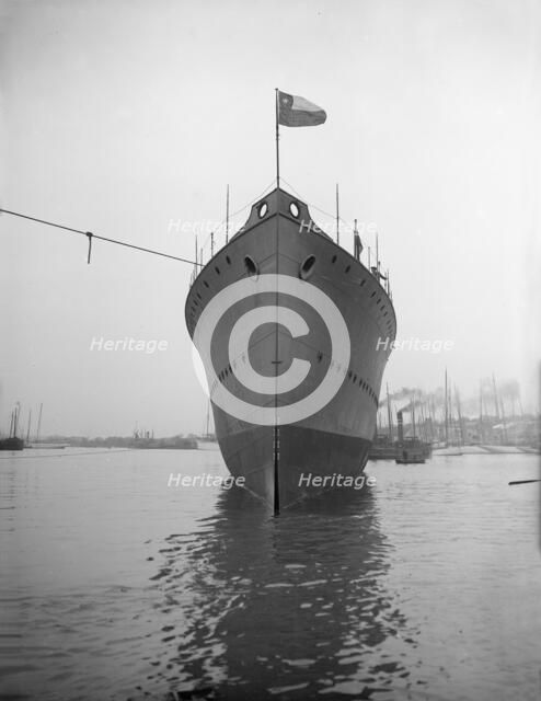 The Chilean destroy 'Almirante Condell' after launch, 27th January 1913. Creator: Kirk & Sons of Cowes.