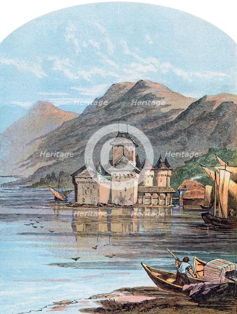 The Chillon Castle, Lake Geneva, Switzerland, 1864. Artist: Unknown