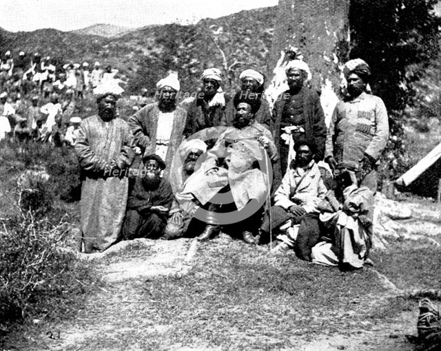 The Chitral Campaign: Sher Afzul and his attendants, 1895. Creator: Unknown.